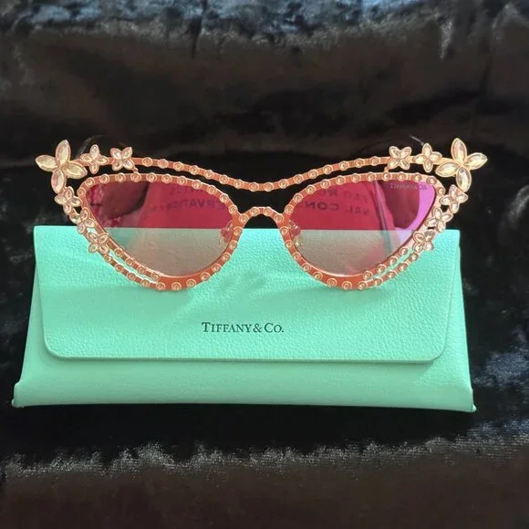 Tiffany Eyewear Sunglasses in Rose Gold-plated Metal with Mirrored Lenses NWT - Picture 12 of 15